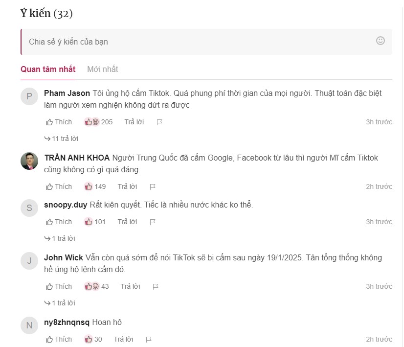 Rất nhiều người ủng hộ việc cấm Tiktok