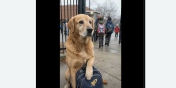 For 124 School Days, an Old Golden Retriever Carried the Same Child’s Backpack to a School Gate — But the Child Never Came