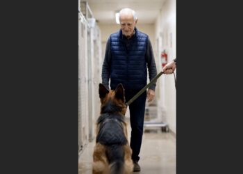 The Retired K9 Had Grown Quiet at the Shelter — Then an Older Man Appeared at the End of the Hall