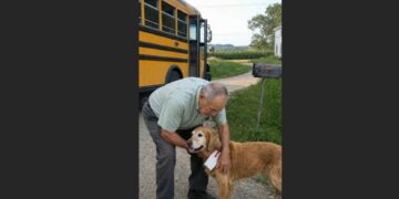 On My Last Day Driving Route 17, an Old Golden Retriever Was Waiting at the Final Stop With a Note Tied to His Collar