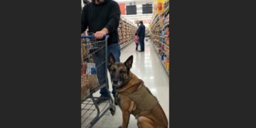 A Father Pulled His Daughter Away From Scout at the Grocery Store — He Had No Idea What the Retired Military Dog Had Already Done