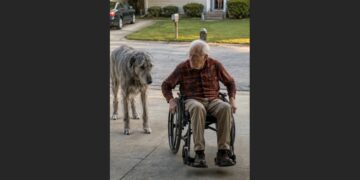 Walter’s Wheelchair Began Rolling Backward Down the Driveway—Then His 140-Pound Irish Wolfhound Stepped Behind It
