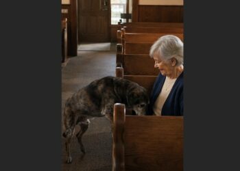 For Nearly 40 Years, Her Husband Sat Beside Her in the Third Pew. After His Funeral, She Kept Looking at His Empty Seat—Until an Old Stray Dog Walked Into the Church One Rainy Morning.