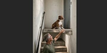Dog Reportedly Left Behind After Owner Moved Away Wouldn’t Leave the Front Door—Until a Neighbor Stepped In