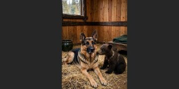Veterinarians Feared the Blind Bear Cub Had Only Two Weeks Left—Then a Scarred Rescue Dog Lay Down Beside Him