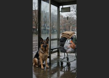 For 10 Days, a German Shepherd Stayed Beside an Abandoned Shopping Cart at a Bus Stop—Then I Learned Who He Was Waiting For