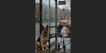 For 10 Days, a German Shepherd Stayed Beside an Abandoned Shopping Cart at a Bus Stop—Then I Learned Who He Was Waiting For