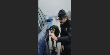 An Elderly Dog Refused to Leave a Broken-Down Car in the Pouring Rain. When a State Trooper Saw What Was Inside, He Realized the Dog Had Been Trying to Save His Owner