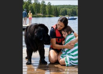 A 145-Pound Newfoundland Was Sleeping Beside the Lake When a Little Girl Drifted Into Deep Water. Seconds Later, He Did Something Her Family Will Never Forget.